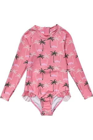 Snapper Rock UV Zwempak voor meisjes - Lange mouw - Palm Paradise - - maat 2 (76-88cm)