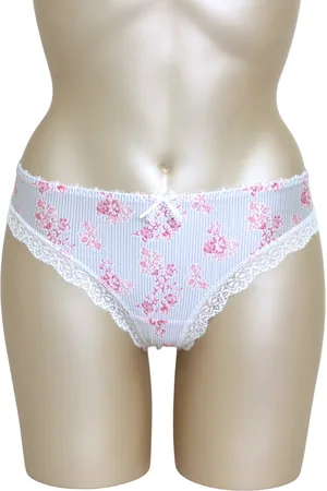 Freya Katie Blossom - met wit gestreepte string met een roze bloem- maat L / 40