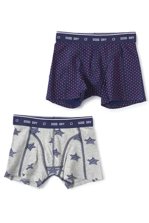 Little Label Boxershorts 2-pack - dark blue cross & grey melee star 4Y - maat: 98/104 - bio-katoen