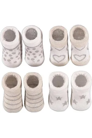 Apollo Babysokken Giftbox New Born Katoen Beige/Zilver 4 Paar