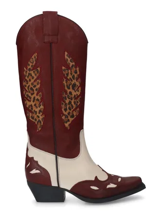 Sacha Dames - Rode cowboylaarzen met leopard details