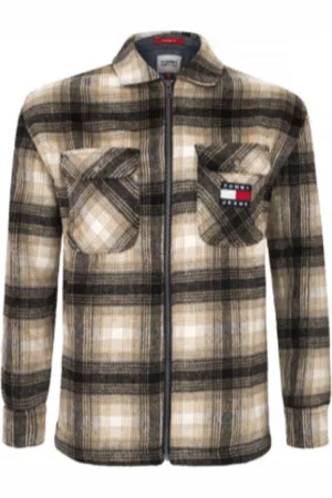 Tommy Hilfiger Overshirt heren| Zwart- beige geblokt | S