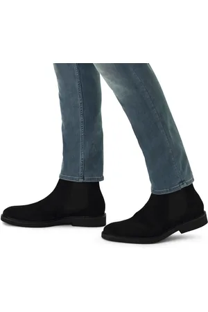 Manfield Heren - Donkerblauwe suède chelsea boots