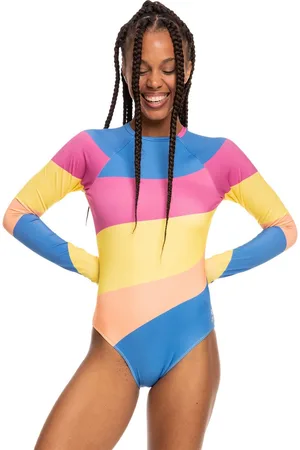 Roxy UV Badpak voor dames - Pop Surf met lage rug - Longsleeve - Regatta blauw - maat XL (42)