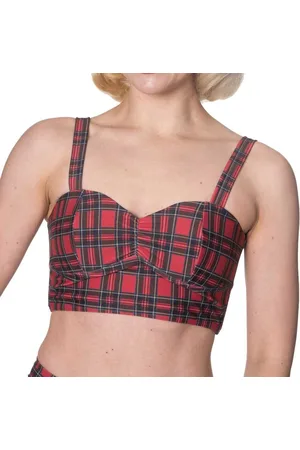 Banned Retro Wild plains tartan Bikinitop - Ruitjes - XL