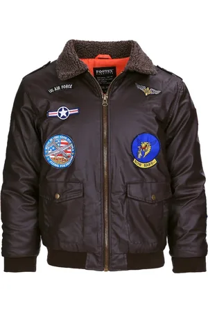 Fostex Garments - Kids PU leather flight jacket (kleur: Brown / maat: L)