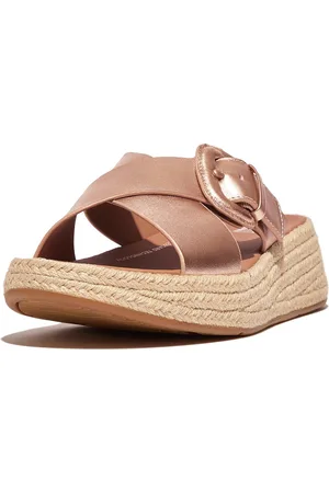 FitFlop F-Mode Espadrille Buckle M/Leather Flatform Slides