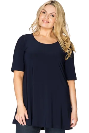 Yoek | Grote maten - dames t-shirt korte mouw - donkerblauw