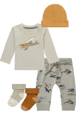 Noppies Kledingset - 5DELIG - Broek Marvin Willow Grey - Shirt Margate Willow Grey - Beanie Mebane Apple Cinnamon - 2 Paar sokjes Maxton