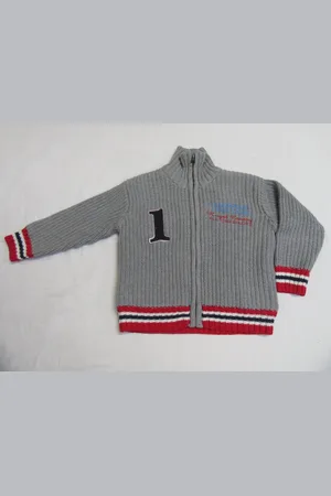 Dirkje Jongens - Gilet vest - Gebreid - Gevoerd - Grijst met rood - 110 - 5 jaar