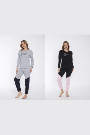 Merkloos 2-Pack Sophia Mila Dames Luxe Pyjama | Winter Edition 2022 | 2-delige Set | Lange Mouwen | Pyama Dames Volwassenen | Lange mouw | Blouse | Katoen | Pyjama Dames |