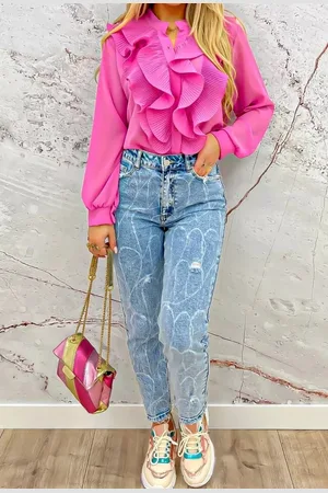 Merkloos NIEUWE COLLECTIE! Beeldige fuchsia blouse van Schilo Jolie - one size (36-40)