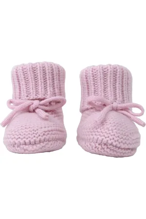 Lodger Gebreide slofjes newborn - Merinowol - Meisje - 0-6 maanden