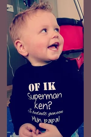 Merkloos Shirtje Of ik superman ken? Je bedoelt gewoon mijn papa! | Lange of korte mouw | | maat 56-110 eerste vaderdag cadeau