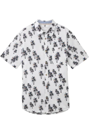 TOM TAILOR Printed cotton linen shirt Heren Overhemd