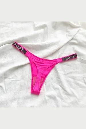 Merkloos Love Secret String - Luxe Design - satijn lingerie met Diamantjes - High Waist - Ondergoed