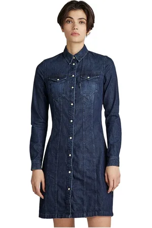 G-Star Tacoma Slim Flare Jurk Met Lange Mouwen Blauw S Vrouw