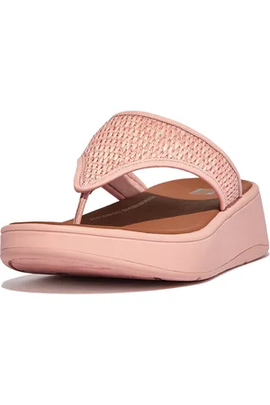 FitFlop F-Mode Woven-Raffia Flatform Toe-Post Sandals