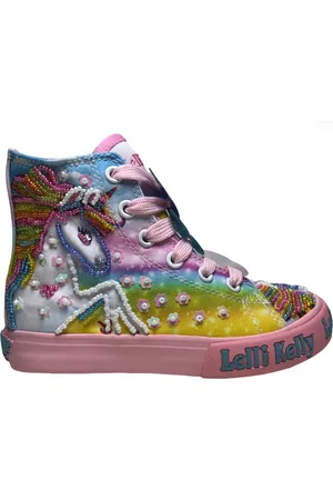 Lelli Kelly Mt 33 - Veter/rits hoge canvas sneakers unicorn - LK9099 - Roze