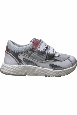 Naturino Velcro sportieve lederen/mesh sneakers Bench wit/zilver mt 34
