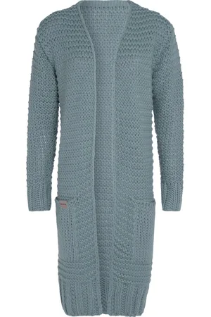 Knit Factory Alex Lang Gebreid Dames Vest - Grof gebreid groen damesvest - Cardigan voor de herfst en winter - Lang vest tot over de knie - - 36/38