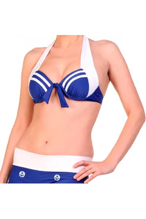 Banned Retro Sailor Girl Bikinitop - Navy - S - /Wit