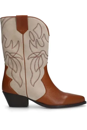 Sacha Dames - leren cowboy laarsjes met suède details