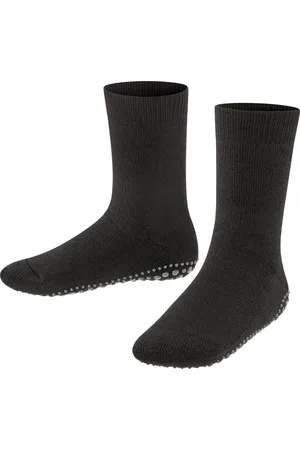 Falke Catspads antislip noppen katoen merinowol huissokken kinderen zwart