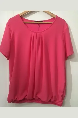Merkloos Pink Lady dames blouse uni - maat S