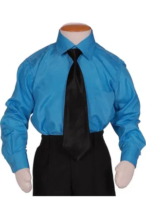 S.Y.W Kinderoverhemd lange mouw turquoise-182/188