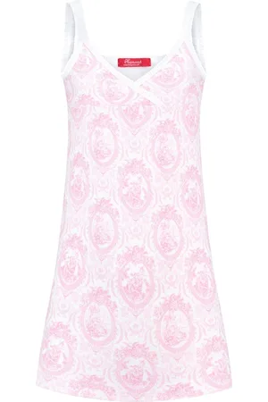 Hanssop Exclusief Luxueus Kinder ondergoed, Luxe mooi zacht Girly Nachthemd / Slipdress van met fashionable elastische rand details en in een luxe exclusieve Pink Toile design, Meisjes Nachthemd, zacht toile print, maat 128