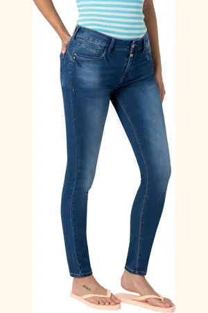 Timezone Dames Jeans Broeken TIGHT SANYATZ skinny Fit Blauw 26W / 32L Volwassenen