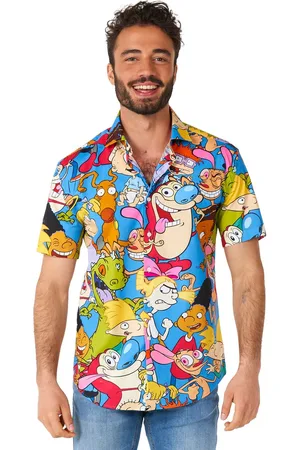OppoSuits SHIRT Short Sleeve Nickelodeon™ Cartoons - Heren Korte Mouwen Overhemd - 90s Casual Shirt Nick Toons - Carnavalskleding -