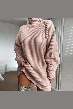Merkloos Halflange gebreide trui - Dames trui - Warme trui - Relaxed size -
