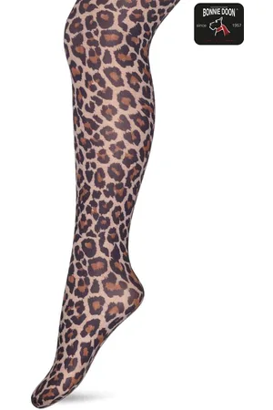 Bonnie Doon Kinder Panty met Panterprint 50 Denier maat 140/146 - Meisjes Panty - Bruine Panter Print - Panty Kinderen 50 den - Tiener Panty - Feestelijk - Stoer - Kids Printed Leopard Tights - - BN953962.378