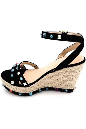 Merkloos Zwarte Sleehak Gekleurde Studs - Dames Schoenen - Sleehakken - Multi Gekleurde Studs