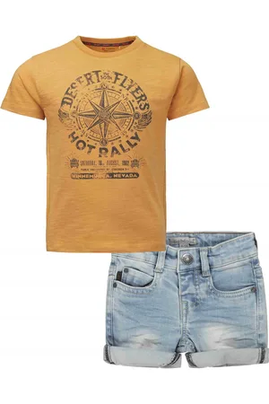 Noppies Koko Noko - - Kledingset - 2DELIG - Broek Jeans Short - Shirt Garden Grove Amber Gold