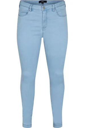 Zizzi JEANS, LONG, AMY Dames Jeans - Light Blue