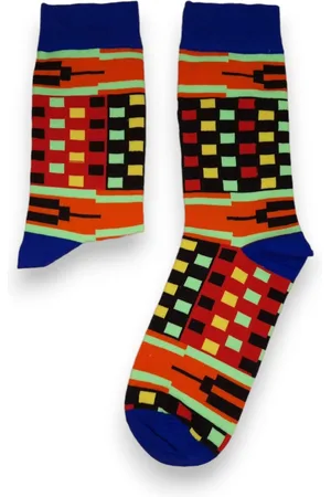 Merkloos Afrikaanse sokken / Afro sokken / Kente sokken - Blauwe multicolor - Afrika print kousen / Vrolijke sokken