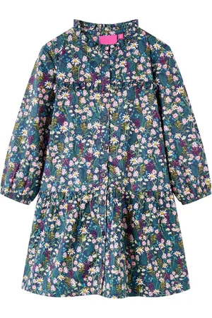 vidaXL Kinderjurk-met-lange-mouwen-104-donkerblauw