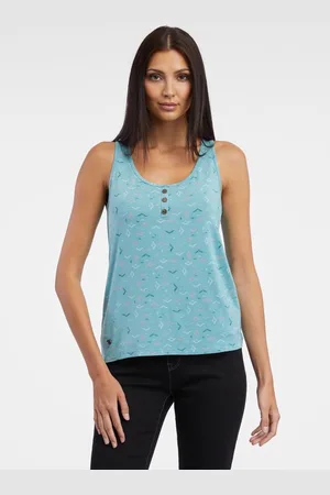 Ragwear Dames top - mouwloos - top dames - ocean green print - Pinna - maat XXL