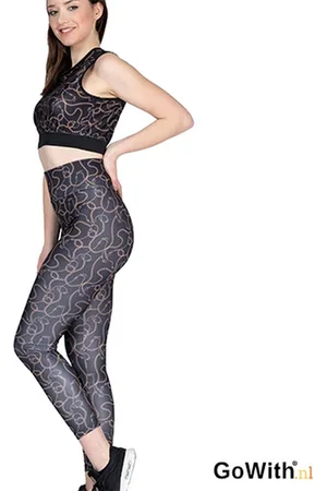 Merkloos Dames Legging setje | leggen met patroon | hoogsluitend |elastische band | sport legging | yoga legging | fitness legging | kleur: zwart; |