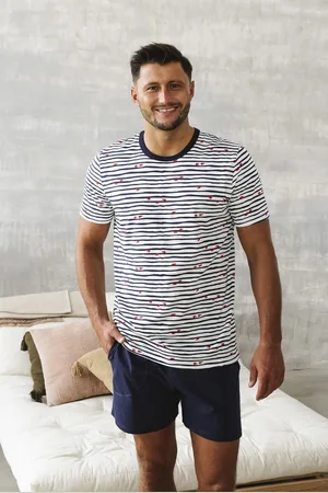Italian Fashion Korte pyjama heren | Korfu | korte mouwen | 100% katoen | XXL