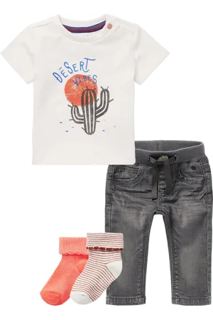 Noppies Kledingset - 2delig - Jeans Grey denim - shirt White sand - 2p sokken