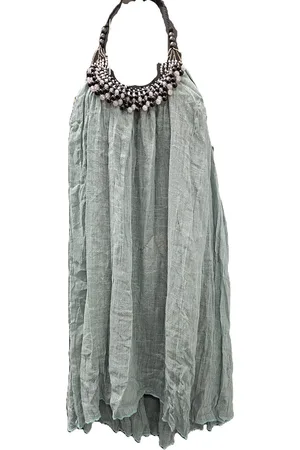 Merkloos Dilena fashion tuniek met halter ketting met parels
