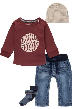 Noppies Kledingset - Jongens - 5 delig - jeans Novi - Shirt jaroslavi Andora - Muts Joliet Sand melange - Sokken Rustavi