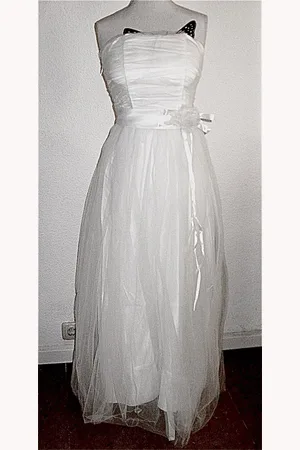 Merkloos Lange Galajurk - Feestjurk - Bruidsmeisjes jurk - met Tule - - Strapless