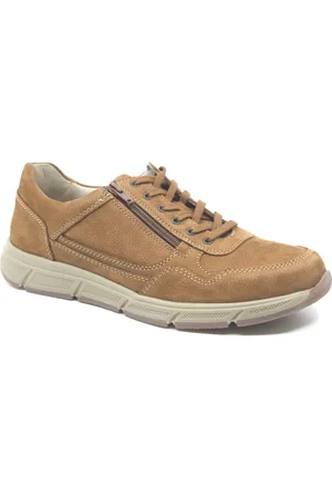 Solidus 67015 30576, Lichtbruine heren sneaker met rits wijdte H