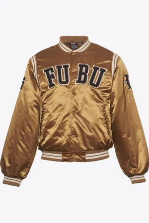 FUBU College Satin Varsity Jacket brown/black/creme