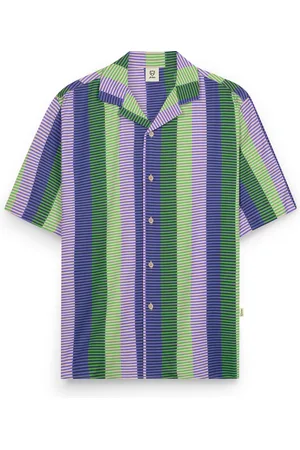 A-dam Stripe - T-Shirt - Organisch Katoen - Korte Mouwen - Regular Fit - T-shirts - Heren - Mannen - Paars - L